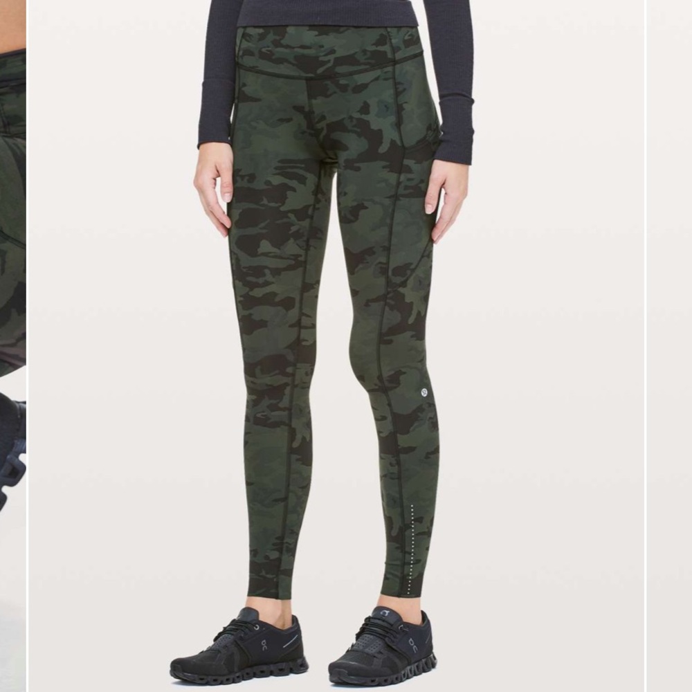 Lululemon Fast & Free Full Length Tight 28” Incognito Camo Multi Gator Green